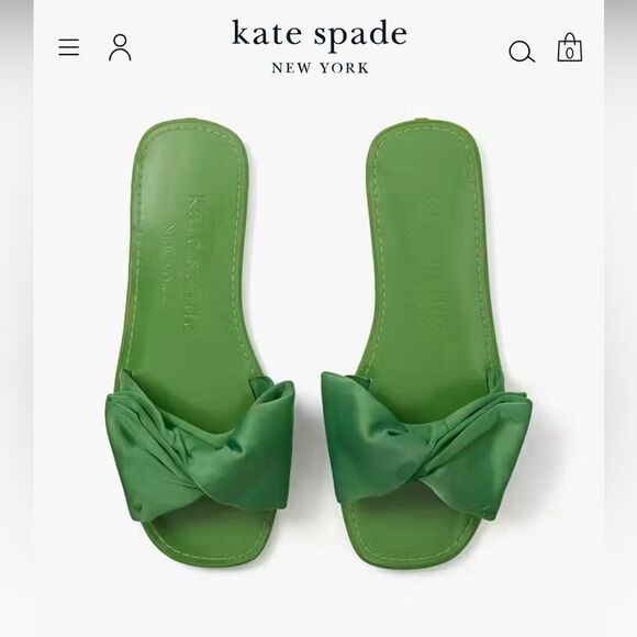 128.00 KATE SPADE NWOT OR BOX Bikini Bow Slide Sandals 7 ON SITE FULL Price - Picture 2 of 7